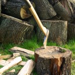 splitting wood