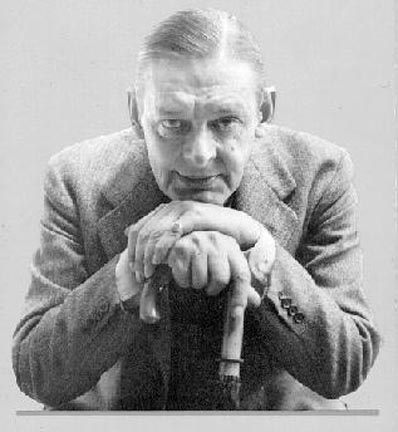 T.S. Eliot with umbrella