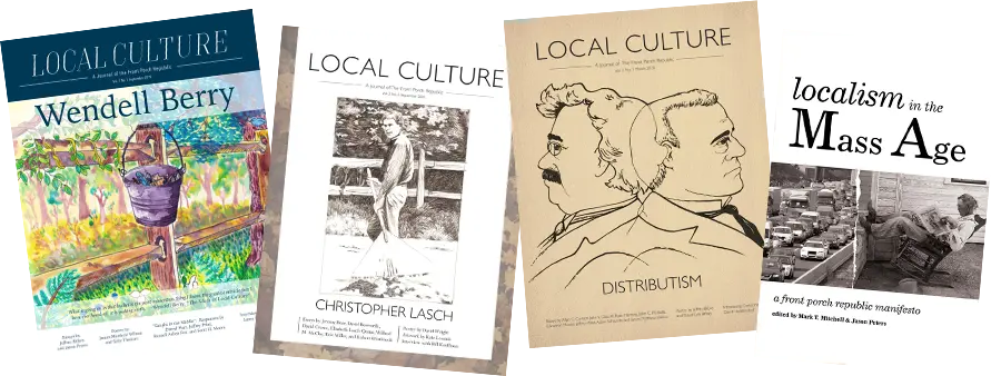 A stack of three Local Culture journals and the book 'Localism in the Mass Age'